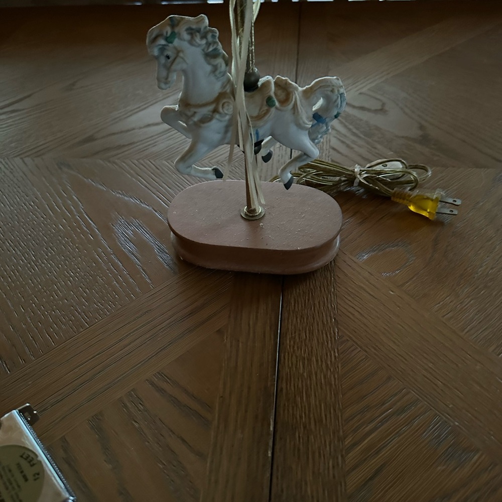 Whimsical Carousel Horse Accent Lamp - Cream and Gold